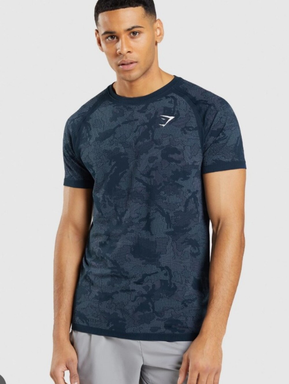 Gymshark GEO SEAMLESS T-SHIRT Navy/Fog Blue Size XXXl EUC